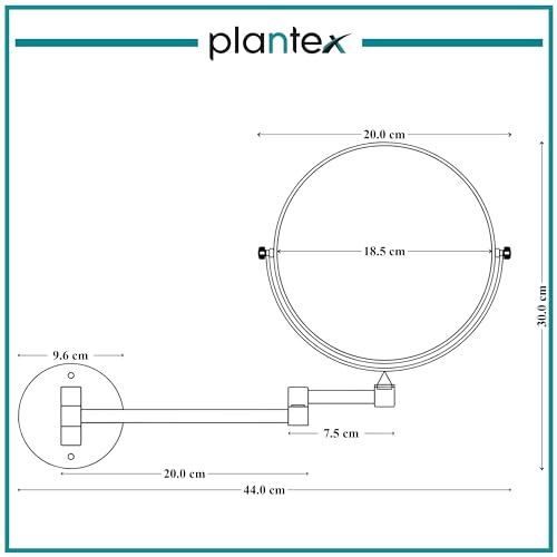 Image of Plantex Premium Brass Magnifying Mirror /Two-Sided 360 Swivel Shaving Mirror with 5x /1x Magnification /Vanity Mirror for Bathroom (8 Inches-Black /Wall Mount)