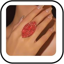 Sparkling Oval Chunky Rhinestone Ring for Women Adjustable Thick Big Cocktail Statement Rings Cubic Zirconia Geometric Crystal Band Ring Wedding Birthday Party Halloween Christmas Jewelry