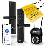 Smart Lock with WiFi Camera – European Keyless Entry Door Lock with Handle, Fingerprint & Keypad – Digital Electronic Smart Locks for Front Door, Cerradura Inteligente Compatible with App Control