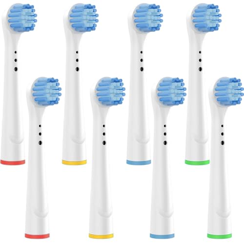 Recambios Cepillos Compatible para Braun Oral B Cabezales de Repuesto Recambio Cepillo de Dientes Eléctrico Sensitive Precision Floss Deep Dual Clean Cross Action Recambios 8 Pack Cabezales Blanco