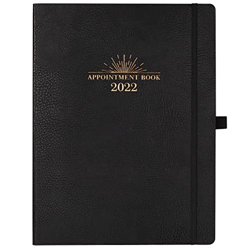 2022 Weekly Appointment Book & Planner - 2022 Daily Hourly Planner, Jan 2022- Dec 2022, 8.5 x 11 , 15-Minute Interval, Hardcover, Soft Leather with Thick Paper and Back Pocket - Black