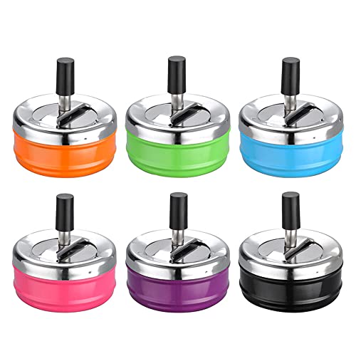 Murago - 6er Set Drehaschenbecher - Aschenbecher mit Deckel Ascher bunt Windaschenbecher Metall Cover