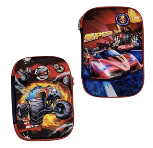 Estojo Escolar 3D Infantil (Desenhos Variados) (CARRO VERMELHO)