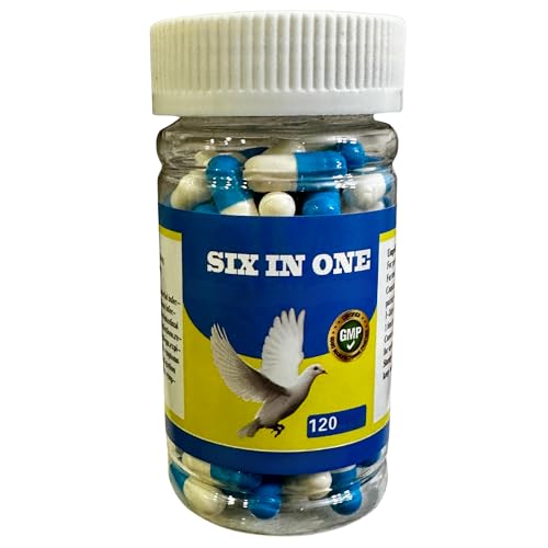Crown Pet Supplies 6 in 1 Medicine for Pigeons, Canary, Finches, Parakeet, Cockatiels, Parrots, Cage Small Birds, & Aviary Birds 120 Capsules