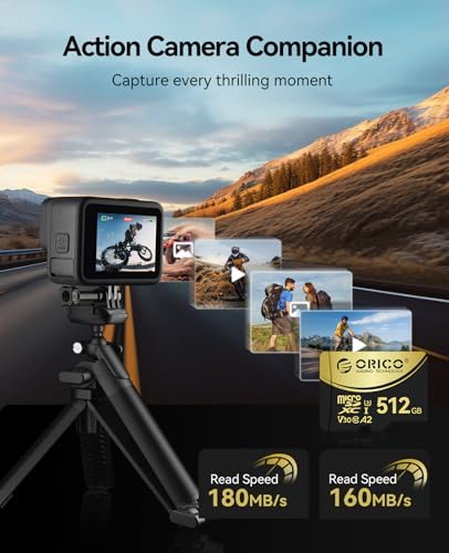 ORICO V3 Tarjeta de memoria microSDXC UHS-I de 512 GB, lectura de 180 MB/s (requiere lector DDR 220), 160 MB/s, grabación 4K UHD, U3, Class10, V30, A2, Micro SD para drones, consola de juegos, tarjeta - imagen 6