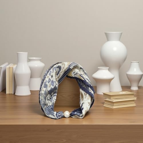 Women’s Silk Necklace Head Scarf with Charm Silk Bandana Buckle Satin Square Clavicle Chain Retro Paisley Floral3