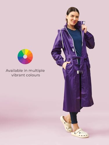 Image of LUX VENUS Solid Long Raincoat for Women