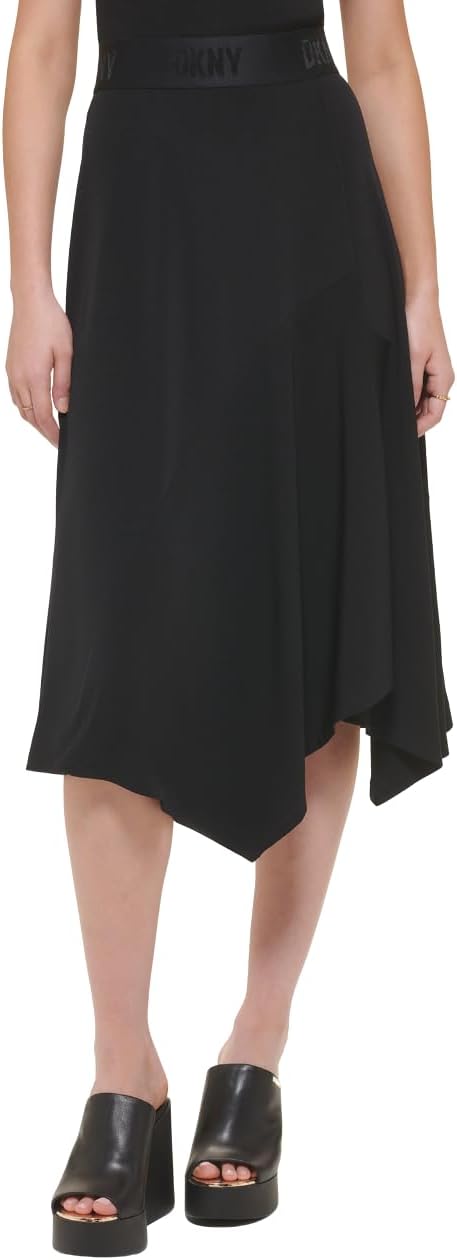 DKNY Women's Pull on Overlay Matte Jersey Knit Skirt