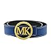 Maikun Belts for Men Women MK Letter Gold Buckle 38mm Blue Leather Adjustable Belt 120cm for Waist Size 36-38"