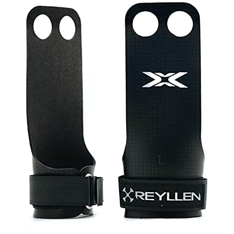 Reyllen® Gecko Carbon X Gymnastic Grips, 2-Hole Hand Grips Strengthener for Crossfit, Weightlifting, Powerlifting, Athletes Palm Protection Hand Guards, Unisex Fitness Workout Equipment (Large) Cover