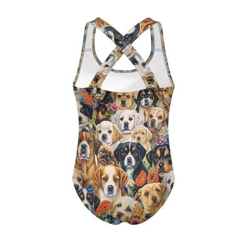 Image of WELLFLYHOM Girls' One Piece Swimsuit for Age 5-14 Cross Back Full Coverage Swimwear Sleeveless Bathing Suits