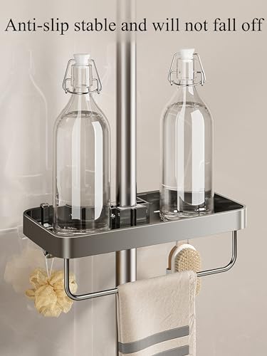 lesulety Duschablage Für Duschstange Duschablage Stange Ablage Dusche Regal Dusche Ohne Bohren Shower Shelf No Drill Shampoo Halterung FüR Dusche Ohne Bohren,Grau,A