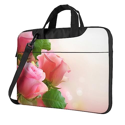 Sacoche pour ordinateur portable antichoc avec grand rangement imprimé roses