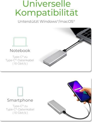 Caja externa ICY BOX para SSD M.2 NVMe USB 3.1 Tipo C miniatura 3