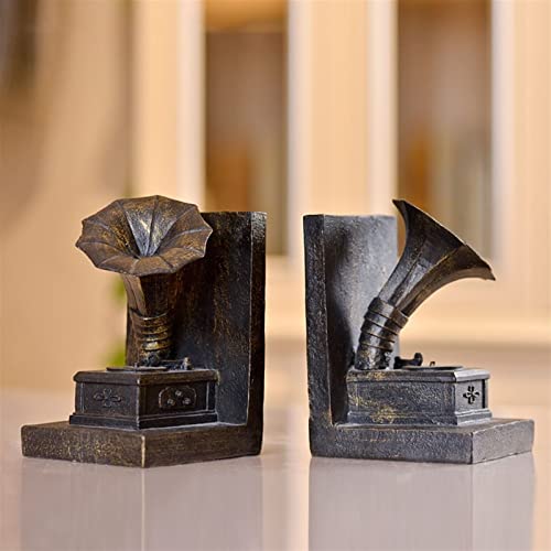 Decorative Bookends,Office Bookends,Bookends Of The Phonograph,Book Ends For Heavy Books,Book Holders For Shelves,Book Stoppers For Coffee Shop,Bar,Home (Phonograph) #TOP3