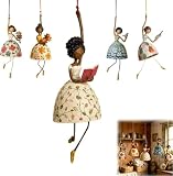 Vintage Whimsical Dancing Lady Hanging Decor, 2026 New Folk‑Art Wind‑Swaying Figurine Decor,Cottage Hanging Accent that Sways in Breeze,Garden Wind Spinner,for Covered Porch, Patio, Window