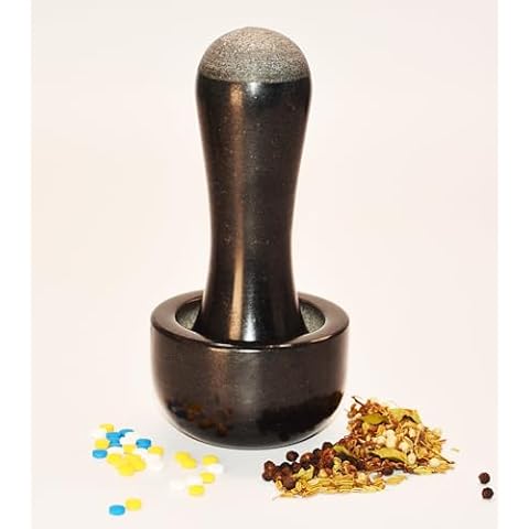 Tianman Marble Mortar and Pestle Set, 3.2 Inch, 1/3 Cup, for fine Grinding of Pills Herbs Spices Cover