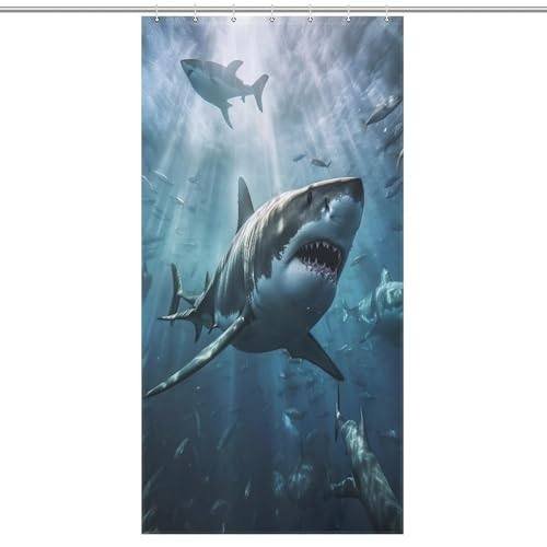 Rideau de douche requin imperméable anti-éclaboussures lavable en machine 92x183cm - 7