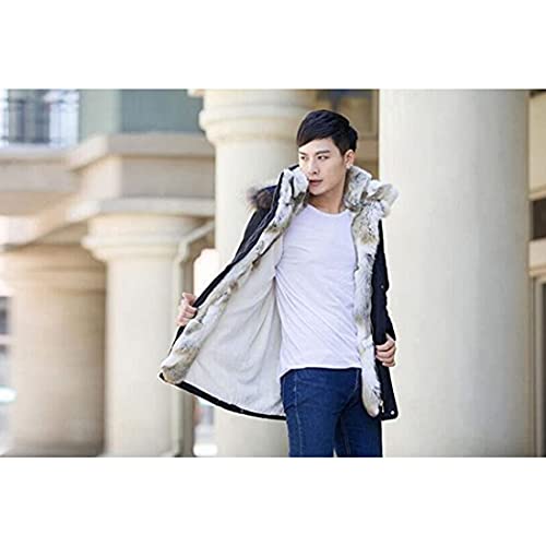 HZCX FASHION Men's Fur Collar Hooded Warm Fleece Lined Down Jackets And Coats3