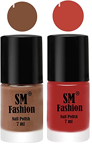 Image of Long Lasting Nail Polish | Nail Paint Combo 7 ml Each) - Set of 2 Tan-Dark Nude