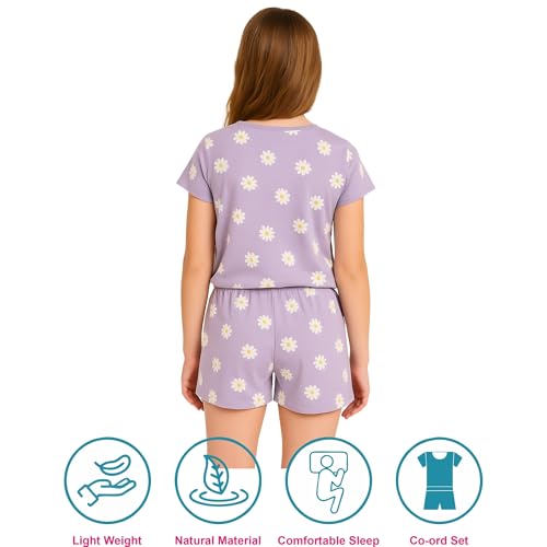 Image of Hestia | H.NSG.N.1 | Kids Girls Nightwear | Sleepwear | Cotton |Trouser Full Sleeves Tshirt | Elastic Waist |Night Dress with Pyjama Tshirts for Girls|All Over Horse Printed |Blue Color 4-6Yrs |Set 1