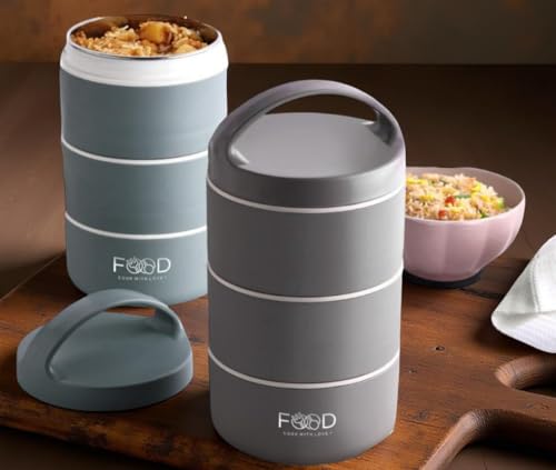 Image of 3 Layer Steel Insulated Lunch Box for Office Use | Leak-Proof Tiffn Box with Airtight Food Containers | Durable Hot Tiffin Box for Office,School,Travel | Lunch Box for Men Women Kids(1-pcs)