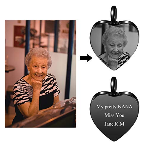 AllerPierce Personalized Photo Cremation Urn Necklace for Ashes Custom Picture Heart Locket Necklace Keepsake Cremation Jewelry Memorial Pendant Ashes Necklaces for Women Men Pets2