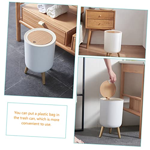 Cabilock bote de basura alto con tapa blanco rectangular miniatura 5
