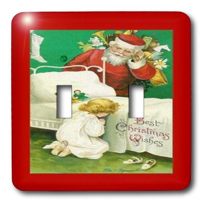 Interruptor de doble palanca multicolor Vintage Niño rezando con Papá Noel 3