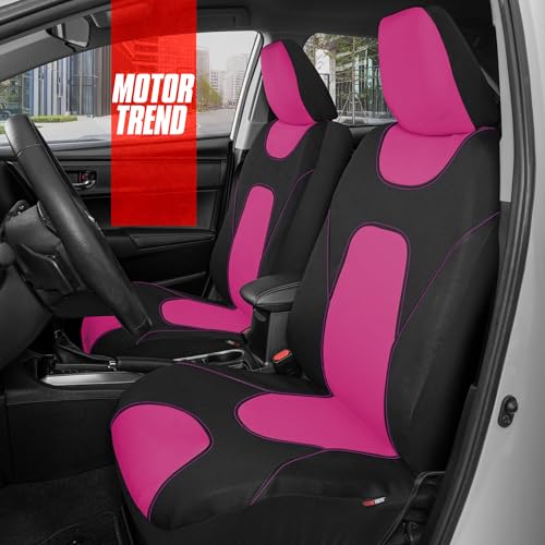 Image of Motor Trend AquaShield Waterproof Pink Front Seat Covers, Black 60 /40 Split Bench Rear Seat - Neoprene Front Car Seats Cover, SUV Seat Covers Protector - Interior Cover for Auto, Trucks, & Dog Owners