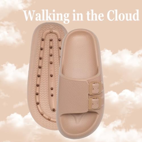 NineCiFun Women's Slide Sandals for Comfortable Soft Cloud Slides - Adjustable Non-Slip Flat Sandals for Women and Men - Slip On Slippers Pillow Slippers4