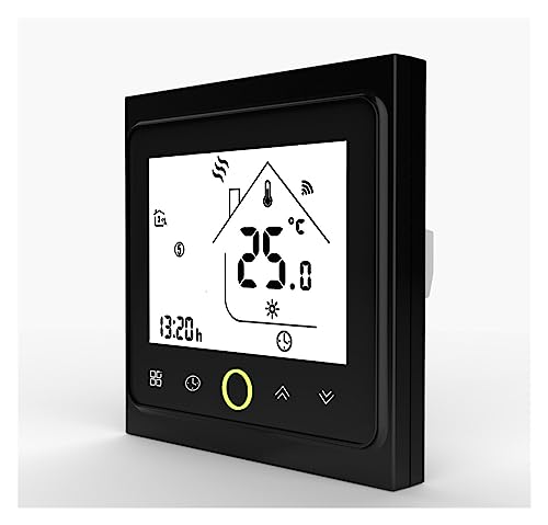 CFWWSAQ Termostato Digital Termostato Inteligente Controlador de Temperatura, Agua Caliente eléctrica Suelo calefacción Agua Gas Caldera Funciona(Nero,BHT-002-GALW(WiFi))