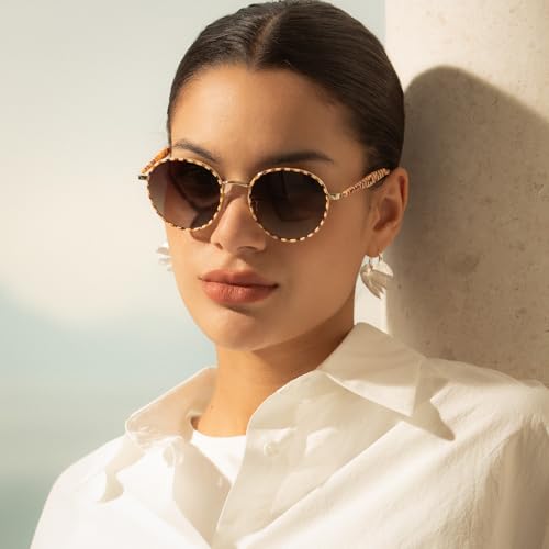 CARFIA Retro Round Polarized Sunglasses for Women UV Protection — view 3