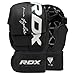 RDX MMA Sparring Gloves Martial Arts, Muay Thai, Kickboxing, Ventilated Open Palm for Grappling, Karate Mitts for Adults (Black, S)