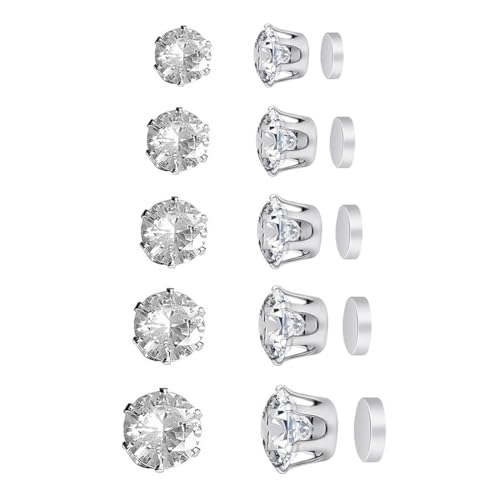 IBXWMNG Confezione da 10 Orecchini Magnetici Donna e Uomo Zircone