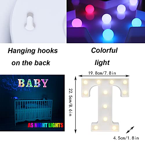 Image of LED Marquee Letter Lights, 18 Colors Changing Light Up Letters with Remote, RGB Alphabet Letters Sign for Girls Boys Gift Birthday Party Night Light Bedroom Wedding Christmas Decor-Colorful T