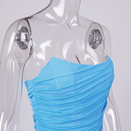Image of Modegal Women's Strapless Boned Mesh Bustier Corset Bodyshaper Crop Top | Vintage Backless Bustier Zip Back Corset Bodyshaper Crop Top