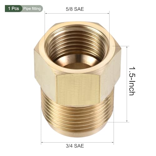 Image of YOKIVE Pipe Fitting, Brass Tube Adapter Connector, Great for Hydraulic Applications (3 /4 SAE Flare Male & 5 /8 SAE Female)