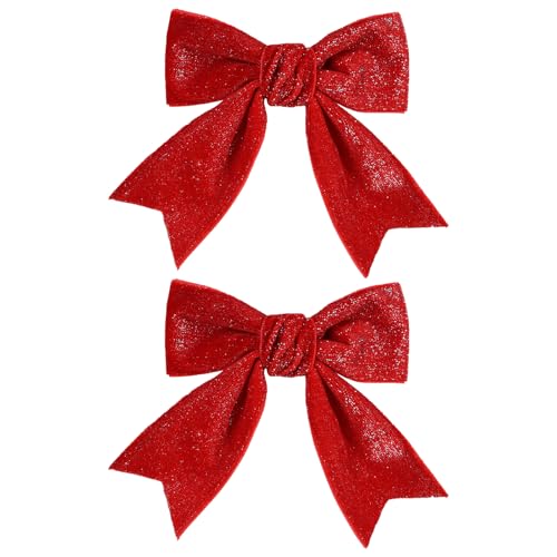 Girls Glitter Red Velvet Ribbon Hair Bows Alligator Clips 2pcs 4in Valentines Christmas New Year Holiday Party Dress Fall Winter outfit Decor Accessory Gift for Teen Toddler Kids Women