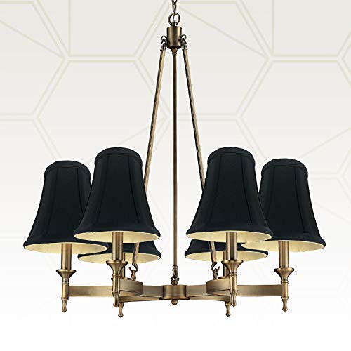 Image of Royal Designs, Inc. BSO-704FC-6BLK /GL-2 True Bell Basic Lamp Shade with Flame Clip, 3.5 x 6 x 6.25, Black with Gold, 2-Pack