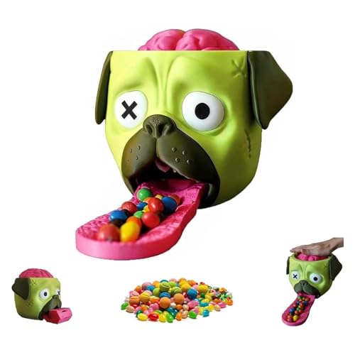 Candy Creeper Pug, Candy Dispenser, Zombie Pug Cand-y Dispenser, 2026 New Funny Brain Press Halloween Cand-y Machine, for Halloween Fun, Parties & Holiday Gifts (1)