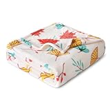 softan Fleece Blanket - Autumn Leaves Throw Blanket - Fuzzy Lightweight Super Soft Microfiber Flannel Blankets for Couch, Bed, Sofa - Ultra Luxurious Warm and Cozy for All Seasons (50'×60')
