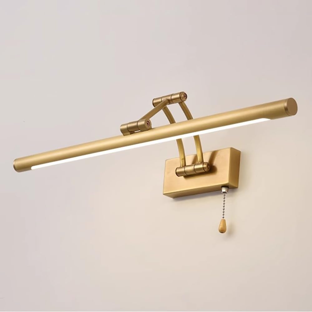 Lampada Specchio LED Moderna, Applique Bagno Tubo Lungo Regolabile Luce per Specchio con Catenella per Trucco Rasatura(Gold,45cm/17.71in)