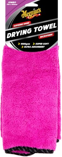 Meguiar's Jumbo Supreme Shine Drying Towel - Super Absorbent, Microfibre Cleaning and Detailing Cloth for Cars - Reusable and Machine Washable Best Car Drying Towels - 70 cm x 40 cm