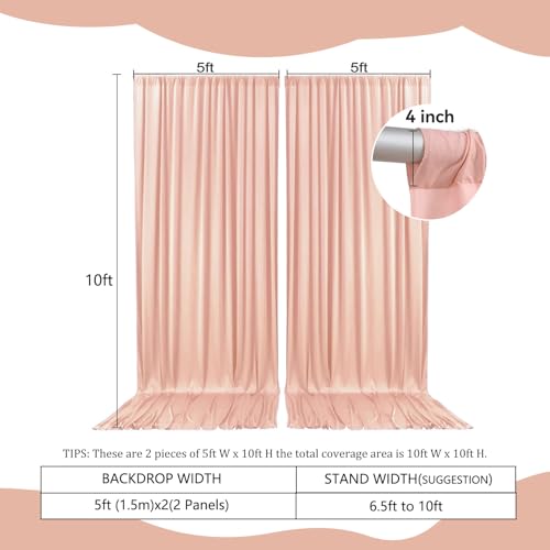 Image of 2 Panels Pink Backdrop Curtain, 10 x 10 Feet Polyester Background Curtains for Parties, Weddings, Baby Showers, Halloween, Christmas, Birthday Party Photoshoot Backdrop Curtains Decorations