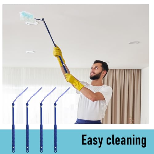 Image of Colingmill 4 Pcs 3 ft Replacement Handles Compatible with Duster Refills, Long Extended Handle Only, Adjustable Length for Ceiling Fans, Blinds, Shelves, Windows, Foldable & Extendable (Blue)