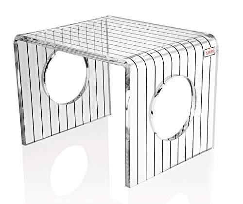 Image of Acrylic Bathroom Stool /Patla 12 * 15 * 12 inch(l*b*h) Color- White,Matt,Smoke,Clear,Clear with Black Stripes (Clear with Stripes)