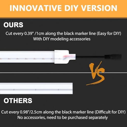 Image of Lamomo Warm White Led Strip Lights 32.8Ft, 2 Roll Neon Rope Strip 0.39In /Cut, 12V Flex Waterproof Silicone DIY Neon Sign for Kitchen Bedroom Commercial Decor, 6mm Width(Power Adapter not Included)