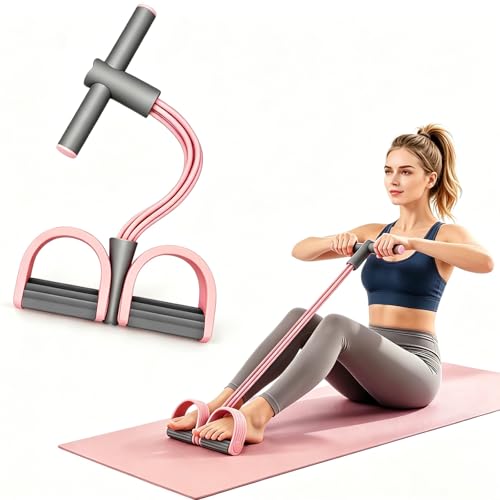 Vercxlyra Pedal Resistance Band with Handle 6 Resistance Levels Elastic Pull Rope Portable Fitness Bands for Leg Butt Training Home Gym Yoga Pilates Pink