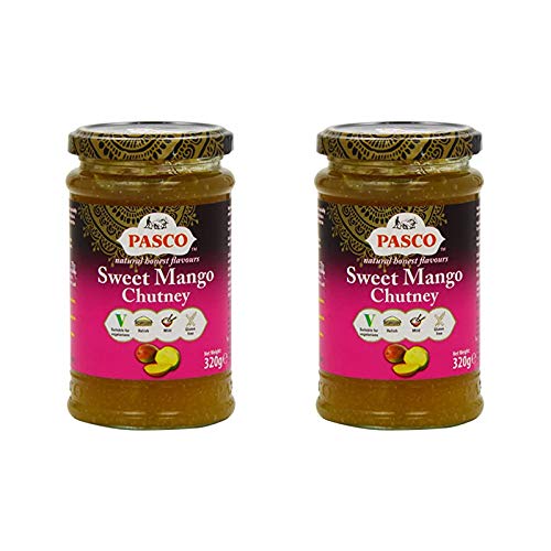 Chutney de Mango Dulce 320 g Pack 2 Frascos de Cristal Sin Gluten Acompañamiento para Curry Quesos Carnes Aperitivos Sándwiches